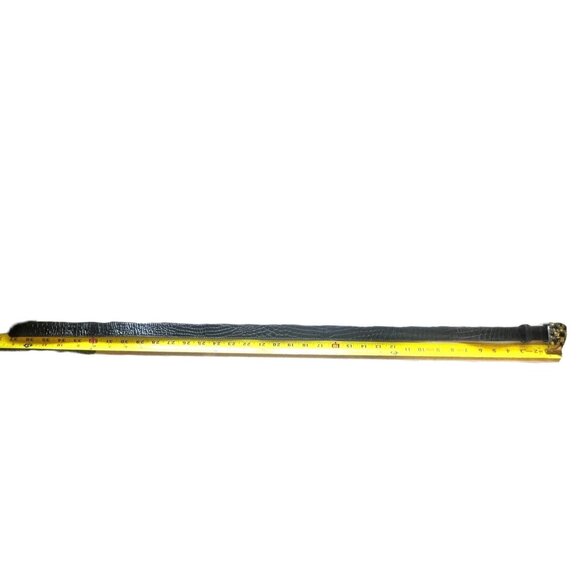 Talbots Black Embossed Leather Belt Faceted Gemstone Style Buckle 30” - 34” GUC - Picture 6 of 11